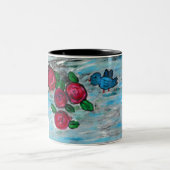 青い鳥の赤いバラ ツートーンマグカップ (中央)