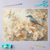 青い鳥の開花の木絵を描の切り離し 薄葉紙 (クラフト)