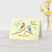 青い鳥の黄色の折りたたみ誕生日カード カード (黄色い花)