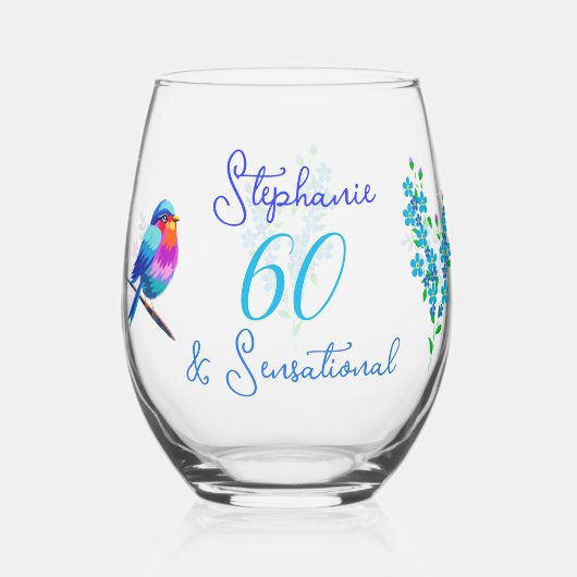 青い鳥忘れ私ではなくフローラ60とセンセーショナル ステムなしワイングラス (正面)