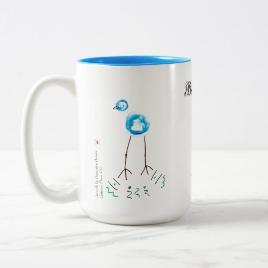 青い鳥-お洒落な-アートワーク ツートーンマグカップ (左)