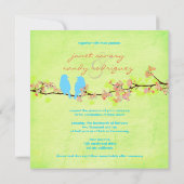 青い鳥/カラフルな花/グリーンラメ 招待状 (裏面)