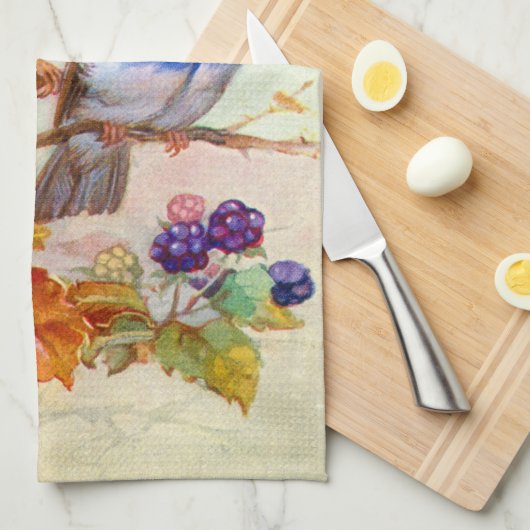 青い鳥 キッチンタオル (四つ折り)