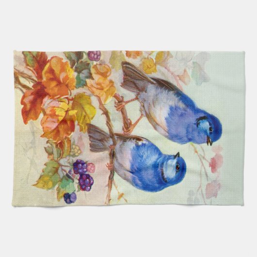 青い鳥 キッチンタオル (横)