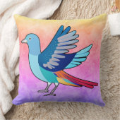 青い鳥(ドット付き、大理石の背景) クッション (ブランケット)