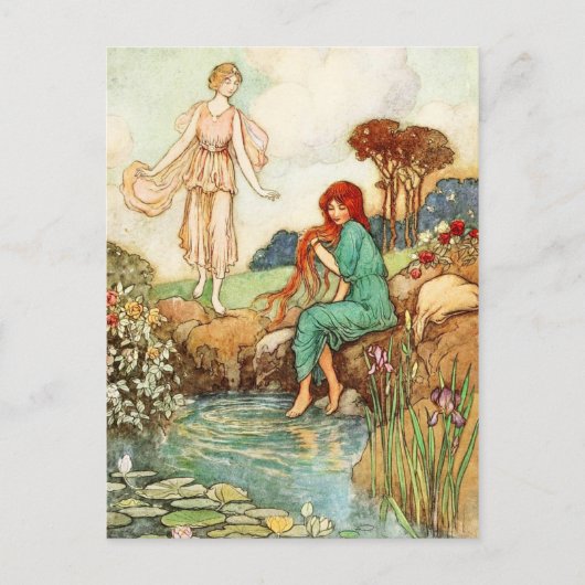青い鳥:フローリナ女王が妖精に出会う ポストカード (正面)
