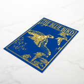 青い鳥 – ヴィンテージ金ゴールド 箔招待状 (回転した状態)