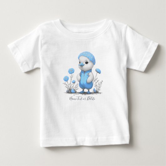 青い鴨の赤ちゃんTシャツ ベビーTシャツ (正面)