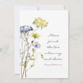 青い黄色いシンプルな野の花のキリスト教式場 招待状 (裏面)