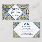 青い黄色い地中海のタイルの名刺 名刺 (正面/裏面)