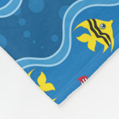 青い黄色ここで魚っぽい子供 フリースブランケット (角)