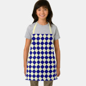 青い黄色のひし市松模様にましパターン エプロン (インサイチュ)