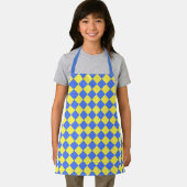 青い黄色のひし市松模様にましパターン エプロン (インサイチュ)