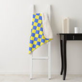 青い黄色のひし市松模様にましパターン シェルパブランケット (インサイチュ)