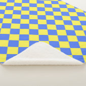 青い黄色のひし市松模様にましパターン シェルパブランケット (3/4)