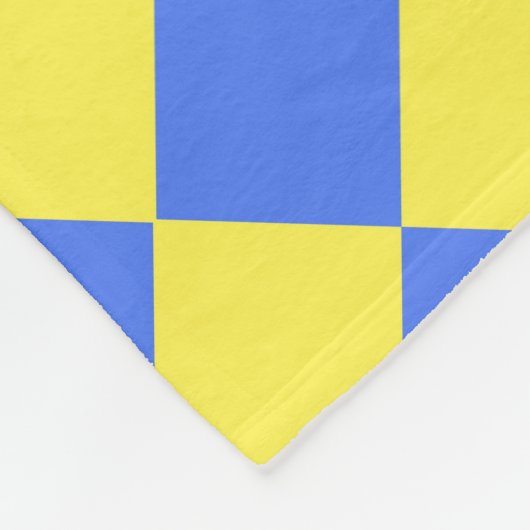 青い黄色のひし市松模様にましパターン フリースブランケット (角)