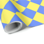 青い黄色のひし市松模様にましパターン ラッピングペーパー (ロールコーナー)