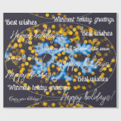 青い黄色のクリスマスライト ラッピングペーパー (フラット)