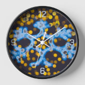 青い黄色のクリスマスライト 壁時計 (正面)