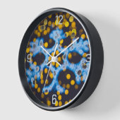 青い黄色のクリスマスライト 壁時計 (傾斜)