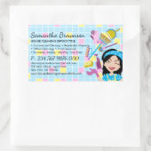 青い黄色のタイルのクリーナーアニメ 長方形シール (バッグ)