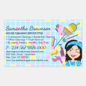 青い黄色のタイルのクリーナーアニメ 長方形シール (正面)