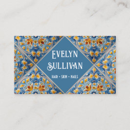 青い黄色のタイルの名刺 名刺