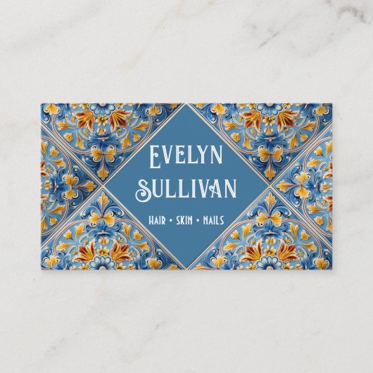 青い黄色のタイルの名刺 名刺 (正面)