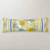 青い黄色のダリア(トリム付パターン（の模様が）ある) ボディピロー (正面)