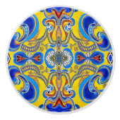 青い黄色のパタアートーン セラミックノブ (正面)