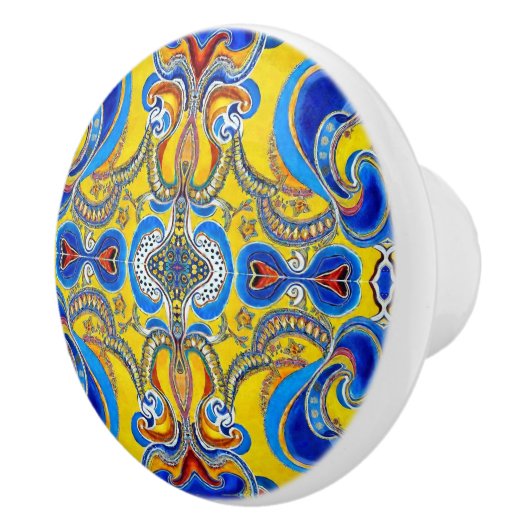 青い黄色のパタアートーン セラミックノブ (右)