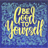 青い黄色のビニールやる気を起こさせるを自分に合わせる シール (正面)