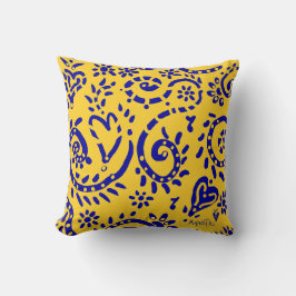 青い黄色のピップピロー クッション