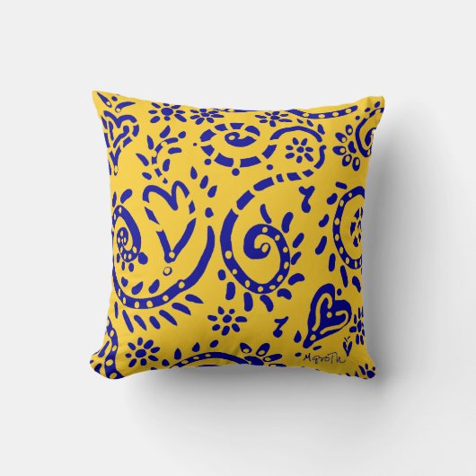 青い黄色のピップピロー クッション (正面)