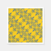 青い黄色のフランスのシャンデリア スタンダードカクテルナプキン (正面)