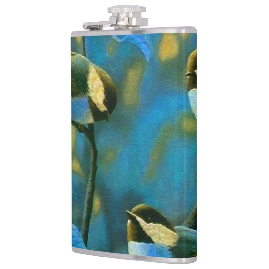 青い黄色の小鳥 フラスク (左)