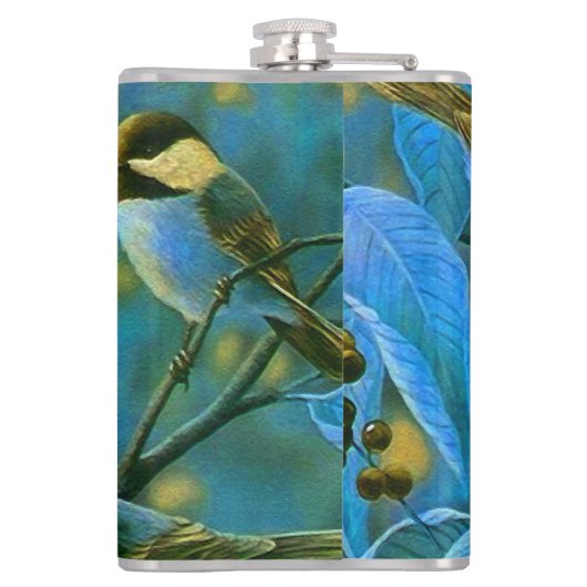 青い黄色の小鳥 フラスク (裏面)