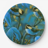 青い黄色の小鳥 ペーパープレート (正面)
