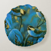 青い黄色の小鳥 ラウンドクッション (裏面)