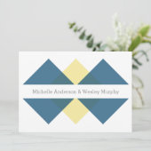 青い黄色の幾何学三尊結婚の招待 招待状 (スタンド正面)
