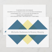 青い黄色の幾何学三尊結婚の招待 招待状 (正面/裏面)