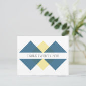 青い黄色の幾何学三尊表の番号葉書 ポストカード (スタンド正面)