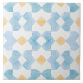 青い黄色の幾何学的なモロカンの水色 タイル (正面)