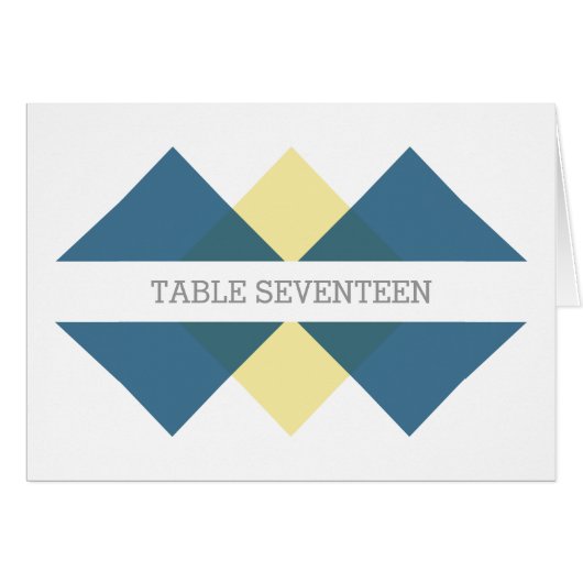 青い黄色の幾何座標系テーブル番号カード (正面横)