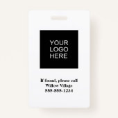 青い黄色の従業員スタッフの写真ID (名前あり) バッジ (裏面)