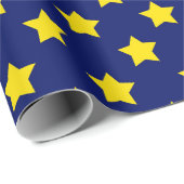 青い黄色の星模様の装飾 ラッピングペーパー (ロールコーナー)