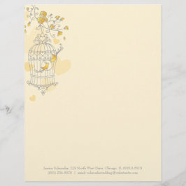 青い黄色の灰色の鳥かご状状頭 レターヘッド