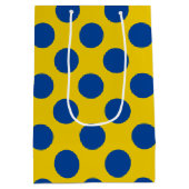 青い黄色の点 ミディアムペーパーバッグ (裏面)