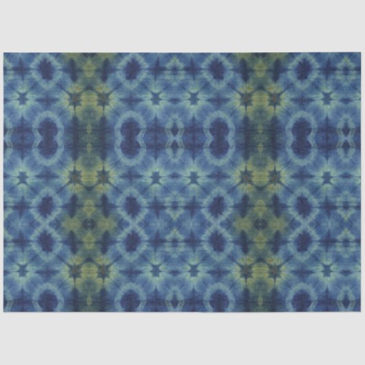 青い黄色の絞り染めパタ伝統的ーン 薄葉紙 (正面)