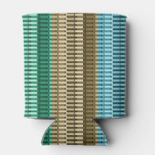 青い黄色の緑のスタイリッシュ抽象芸術 缶クーラー (裏面)